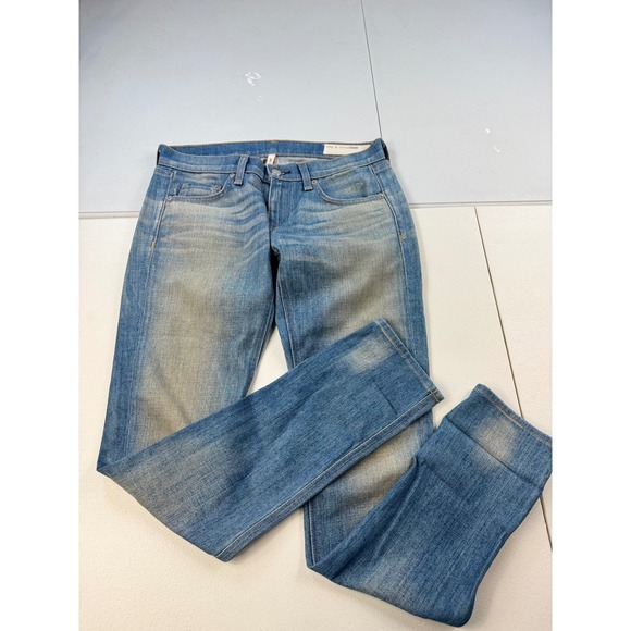 Rag & Bone The Dre Low Rise Ankle Skinny Jeans Size 24 Green Cast Wash Denim - Picture 1 of 12